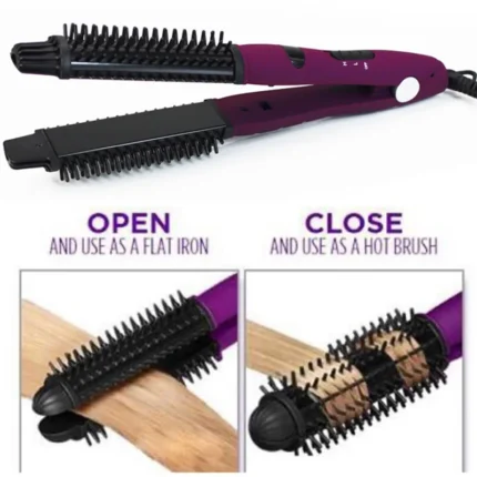 Electric Flat Iron With Comb LED Hair Iron Comb Ceramic Hair Straightener and Curler 2 in 1 for Women - Image 5