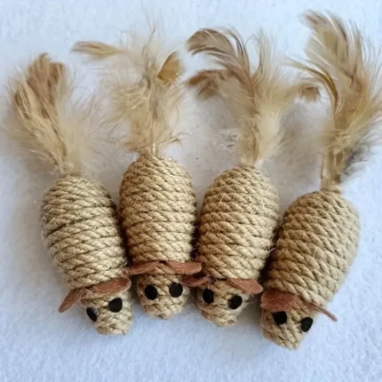 1/4pcs Sisal False Mouse Cat Toy Bite Resistance Stuffed Toy Interactive Cat Toy Simulation Mice Kitten Self-Playing Plush Toys - Image 7