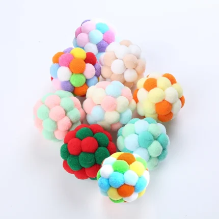 Cat toys Colorful handmade bell ball Elastic ball interactive chase pet supplies - Image 3