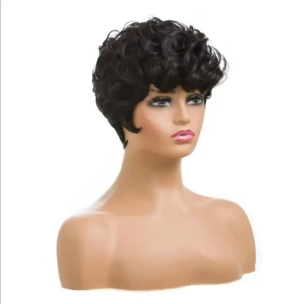 8 Inch Short Curly Wavy Blonde Black And Grey Wigs For Women Natural Looking Synthetic Hair Replacement Wig - Image 5