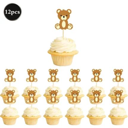 Cute Teddy Bear Disposable Tableware Set Plates Napkins Kids Bear Birthday We Can Bearly Wait Baby Shower Party Decors Supplies - Image 14