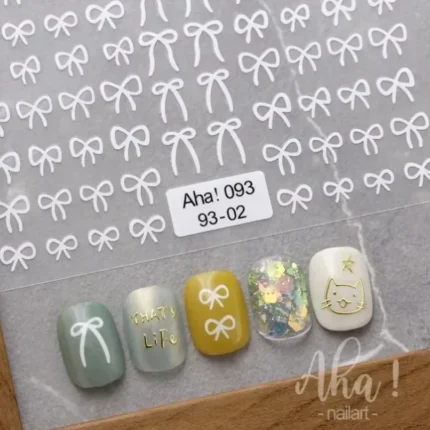 Black White Pink Mini Bowknot Design Nail Art Sticker Self Adhesive Lace Ribbons Bow Butterfly Decals Nail Art Decoration - Image 24