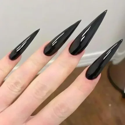 24Pc False Nails with Glue Almond Black Red Gradient Design Detachable Rhinestone Acrylic Fake Nail Long Stiletto Press on Nails - Image 23