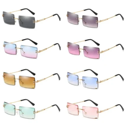 Fashion Rimless Rectangle Sunglasses Women Men Alloy Trendy Brand Small Square Sun Glasses Gradient Black Lens Shades UV400 - Image 5