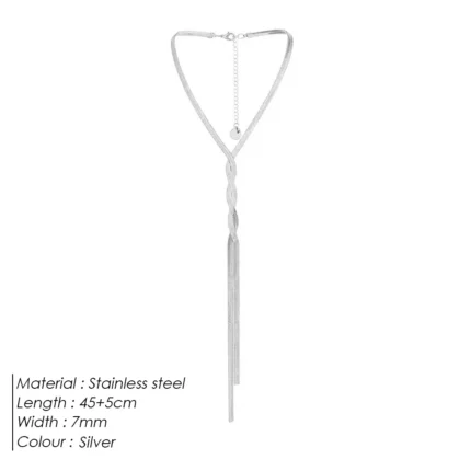 eManco Stainless Steel Necklaces Trendy New Fashion Blade Chain Necklace For Women Jewelry Dinner Party Luxury Party Gift - Image 8