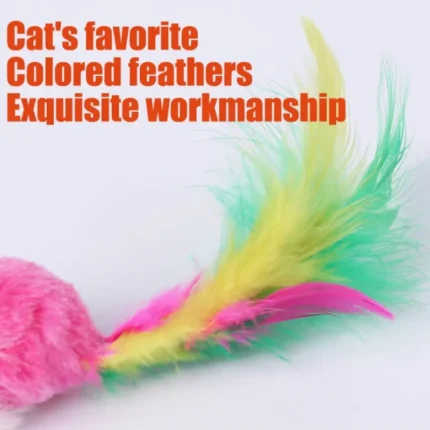 Cat Toys Interactive Cute Soft Fleece False Mouse Colorful Feather Funny Playing Training Toys For Cats Kitten  Pet Supplies - Image 4