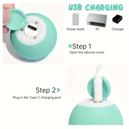 Power Ball Cat Toy, Interactive Cat Smart Ball Toy, Automatic Power Rolling Ball, Indoor Smart Pet Toy Ball with USB Charging - Image 6