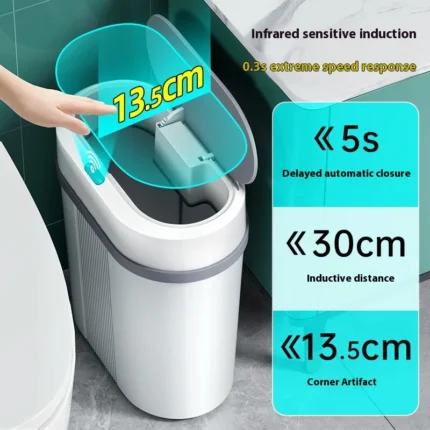 NEW 10-12L Intelligent Induction Trash Can Bathroom Kitchen Bedroom Living Room Crack Trash Can Intelligent Induction Trash Can - Image 7