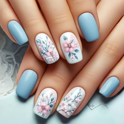 24pcs/set Short Medium fake nails for Spring summer beautiful colourful flowers bees faux ongles tips press on false nail art - Image 6