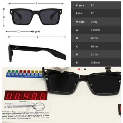 NONOR Fashion Square Rivets Gradient Sunglasses Men Shades UV400 Vintage Dark Green Trending Women Sun Glasses - Image 3