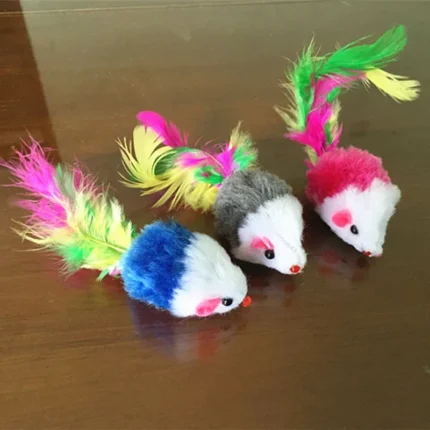 Cat Toys Interactive Cute Soft Fleece False Mouse Colorful Feather Funny Playing Training Toys For Cats Kitten  Pet Supplies - Image 5
