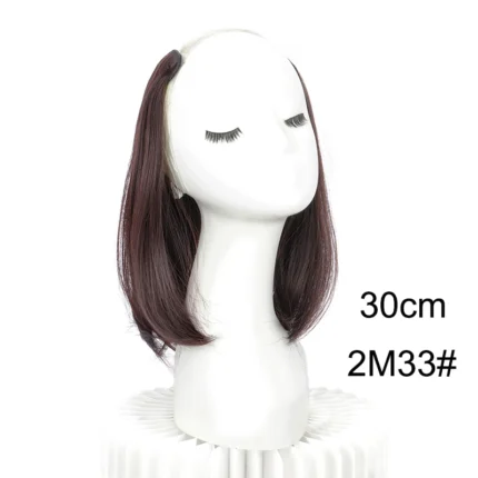 20/30cm Synthetic Short Straight Internal Buckle V-shaped Half Head 4Clips Hair Extension Invisible  Hairpiece for Women - Image 9