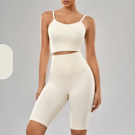 2024 New Yoga Shorts Suits Shockproof Cross back Fitness Bra High Waist Shorts Breathable Running Pilates Fitness Two Pieces Set - Image 10