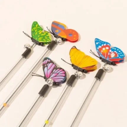 Cat Toy Butterfly Toys for Cats Stick Retractable Cats Toy Sticks Spring Butterfly Interactive Cat Toys with Bell Pet Supplies - Image 3