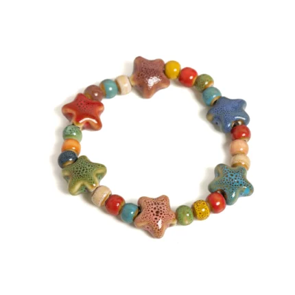 Handmade Colorful Starfish & Seashell Ceramic Beaded Bracelet Boho Beach Jewelry Elastic Wristband for Women & Teens S001186 - Image 9