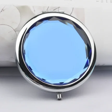1Pc Folded Compact Mirrors Gold Silver Pocket Mirror Making Up for Personalized Gift Luxury Crystal Makeup Mirror Portable Round - Image 9