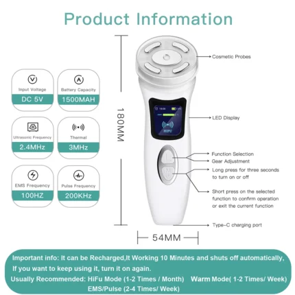 MINI HiFu 4.0 Rechargeable Ultrasound Thermal LED EMS Microcurrent Pulse Facail Lifting Skin Care Face Massage Beauty Device - Image 6