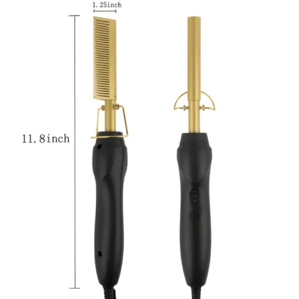 Versatile 2-In-1 Electric Hair Straightener and Curler with Hot Comb Feature, Ideal for Wet and Dry Hair Styling - Image 4