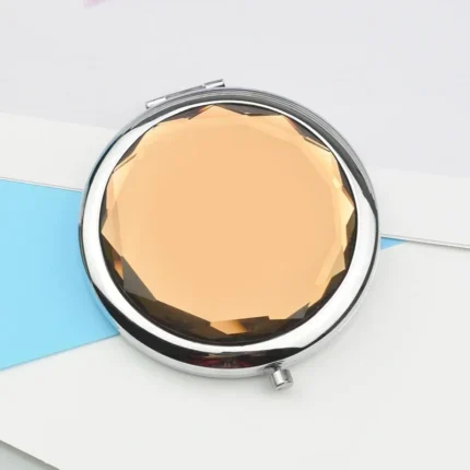 1Pc Folded Compact Mirrors Gold Silver Pocket Mirror Making Up for Personalized Gift Luxury Crystal Makeup Mirror Portable Round - Image 7