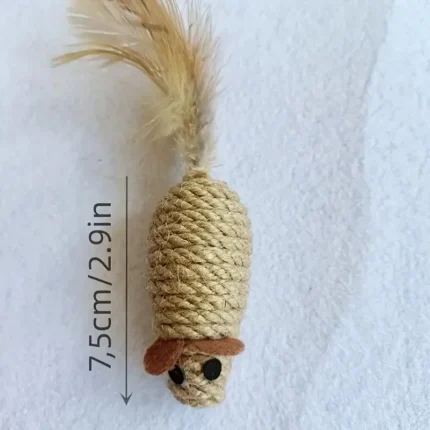 1/4pcs Sisal False Mouse Cat Toy Bite Resistance Stuffed Toy Interactive Cat Toy Simulation Mice Kitten Self-Playing Plush Toys - Image 9