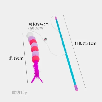 2024 Funny Cat Stick Kitten Cat Teaser Interactive Toy Rod with Bell and Feather Toys for Cats Rod Pet Cats Toys Stick - Image 4