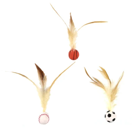1/3Pcs New Cat Interactive Ball Toys Bouncy Balls with Feathers Indoor Cat Game Toy Feather Cat Training Catcher Pet Toy - Image 10