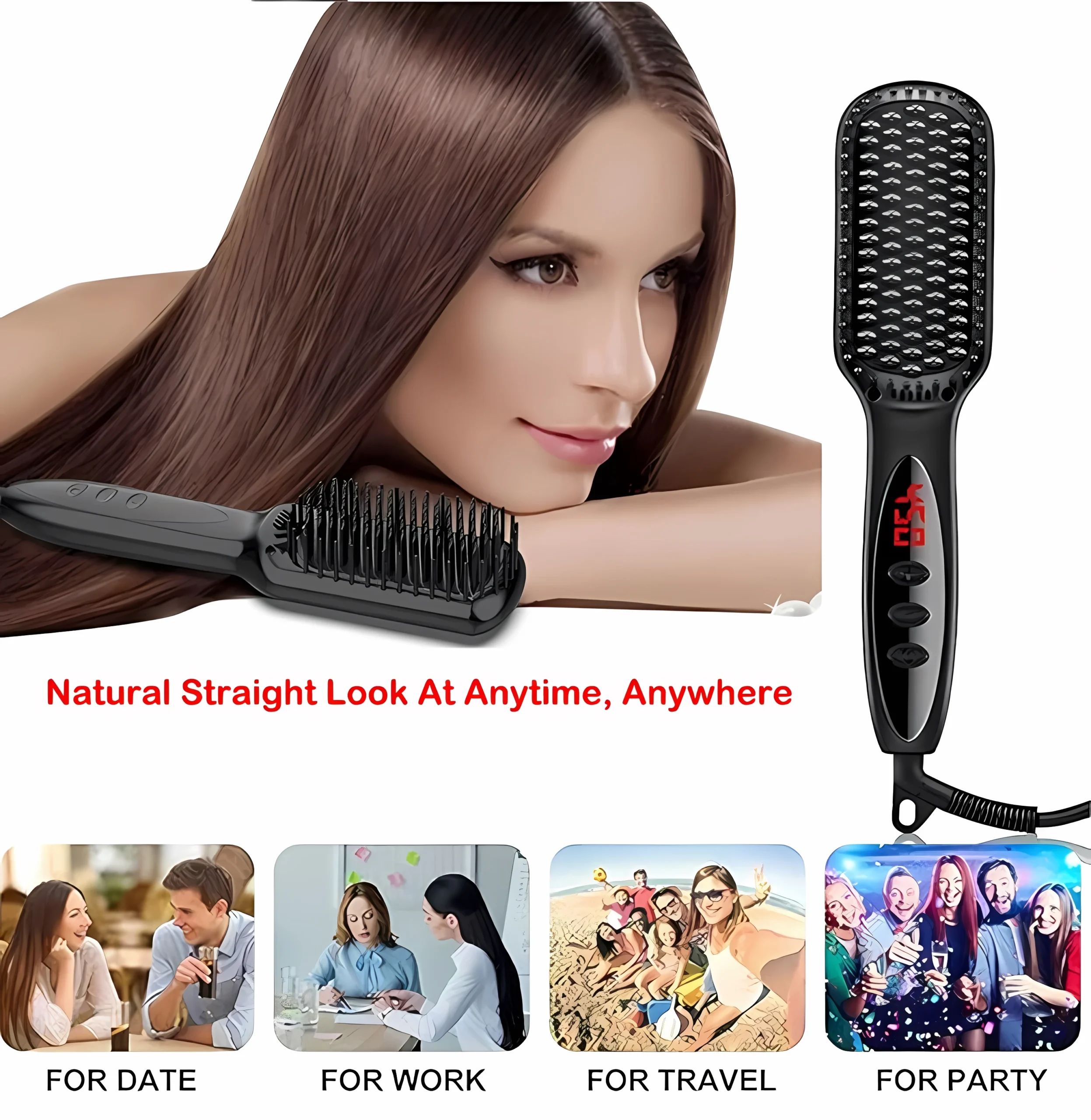 Sa426c332f2174867a1f2d7df01fa5c4ch.webp Hair Straightener Brush Comb Electric Hair Brushes Hot Comb Straightener For Hair Anti-scalding Ceramic Beard Straightener Brush - Image 1
