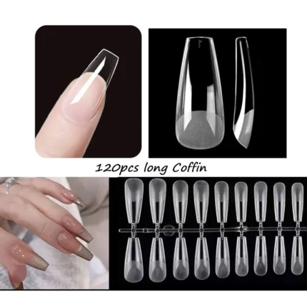 120pcs/Bag Press on Nails Coffin Nail Tips clear Full Cover Fake Nail Artificial Press on Long Ballerina - Image 9