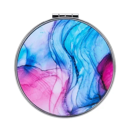 Stripe Pattern Vintage Hand Women Mini Compact Makeup Mirror Portable Green/Purple/Blue Bag Mirror - Image 6