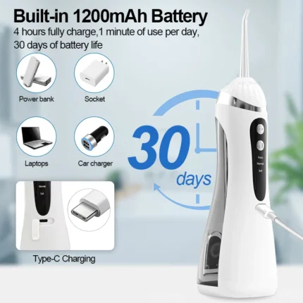 Teeth Water Flosser Electric Oral Irrigator Portable Home Dental Cleaning Teeth Rechargeable Waterproof Teeth Cleaner Oral Care - Image 5
