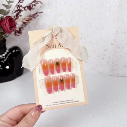 24Pcs Summer Island Handmade Press on Nail Coconut Tree Hawaii Refreshing Blush False Nail for Women&Girl Wearable Nail Art - Image 5