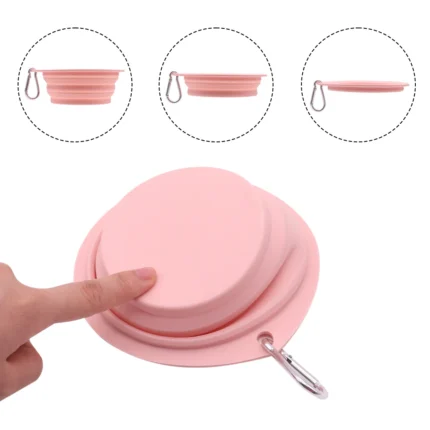 Collapsible Pet Silicone Dog Food Water Bowl  Macaron Color Outdoor Travel Portable Folding Supplies Dishes with Carabiner - Image 6