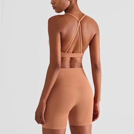 2024 New Yoga Shorts Sets Shockproof Vest High Waist Shorts Breathable Women's Tight Fitting Sports Yoga Sexy Crop Top Gym Set - Image 12