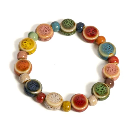 Handmade Colorful Starfish & Seashell Ceramic Beaded Bracelet Boho Beach Jewelry Elastic Wristband for Women & Teens S001186 - Image 7