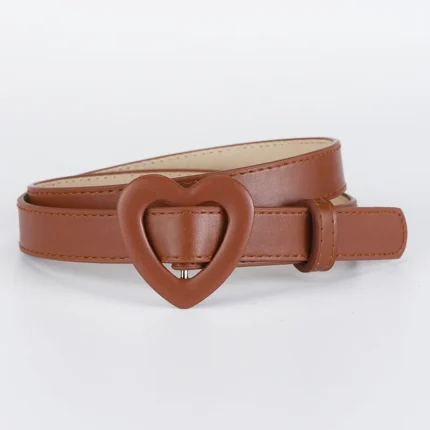 New Love Heart Button PU Needle Buckle Thin Waist Belt with Casual Decoration Paired High-end Unisex Girls's Belts for Children - Image 9