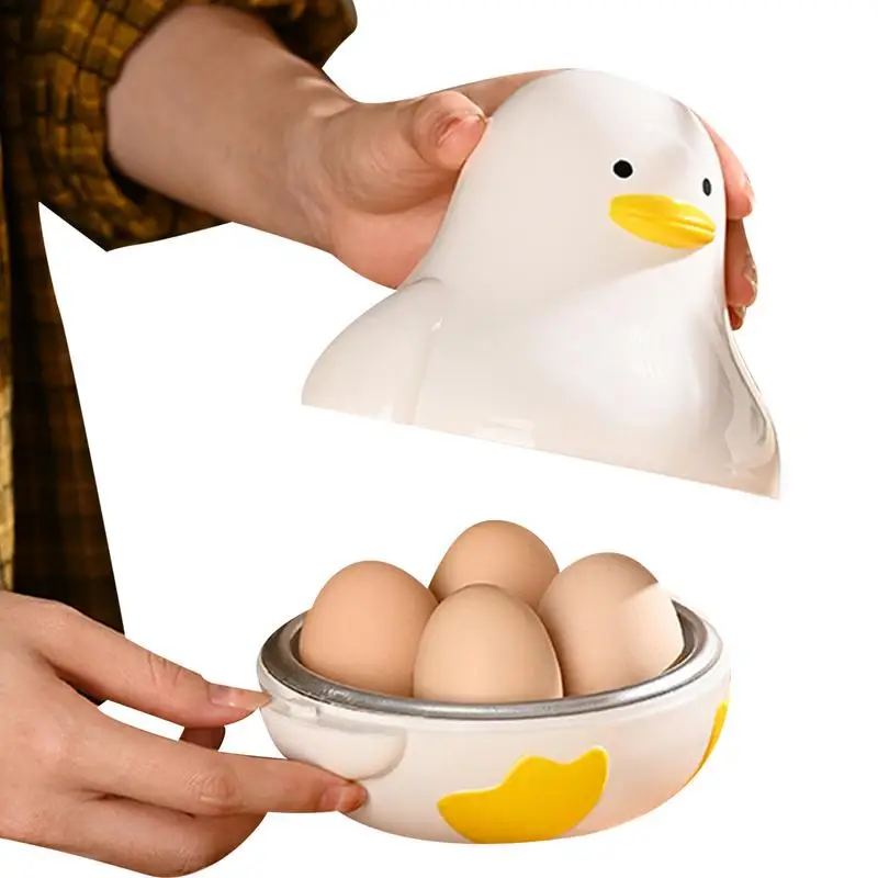 Sac0dde66adbe4515aa3a188ed3e09a72j-1.webp Microwave Egg Steamer 4-Capacity Breakfast Cooker Perfectly Cooked Egg Duck Shaped Microwave Cooking Accessories for Kitchen - Image 1