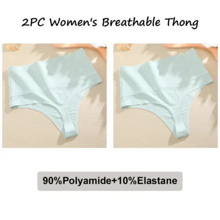 FINETOO 2Pcs Women Waffle Bodysuit Shapewear Sexy High Waist Panties Tummy Control Thongs Female Breathable Slimming Underwear - Image 11