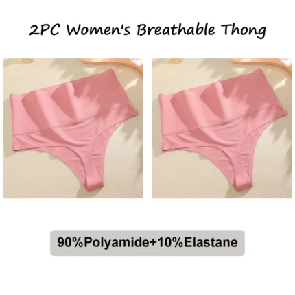 FINETOO 2Pcs Women Waffle Bodysuit Shapewear Sexy High Waist Panties Tummy Control Thongs Female Breathable Slimming Underwear - Image 10