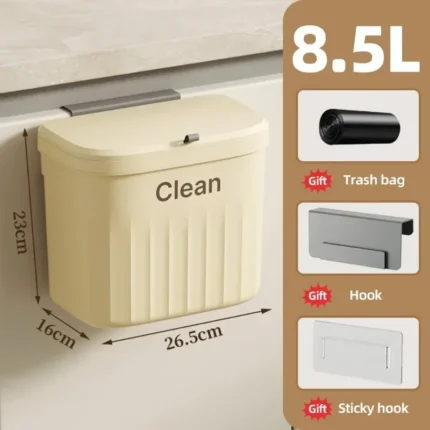 Hanging Trash Can With Lid Countertop Can Kitchen Garbage Basket Wastebasket Waste Bin Home Large Capacity Wall Mounted Trash - Image 9