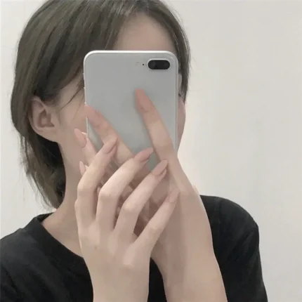 24Pcs/Set Press on Nails Women Maincure Tools Matte White French False Nail ABS Short Coffin Fake Nails Full Cover Nail Art Tips - Image 41