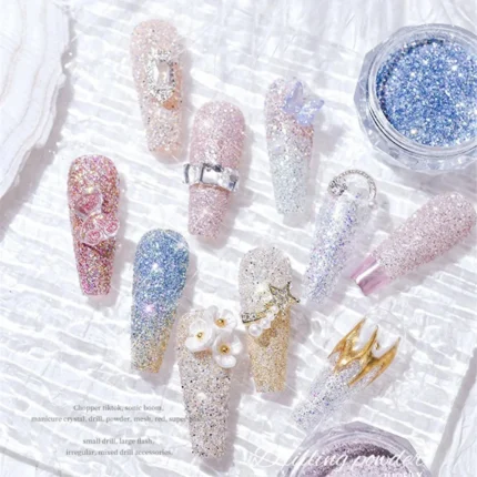 8Bottles Set Nail Crystal Diamond Powder Rainbow Shiny Nail Art Glitter Pigment Holographic Micro Glass Manicure Decoration - Image 4