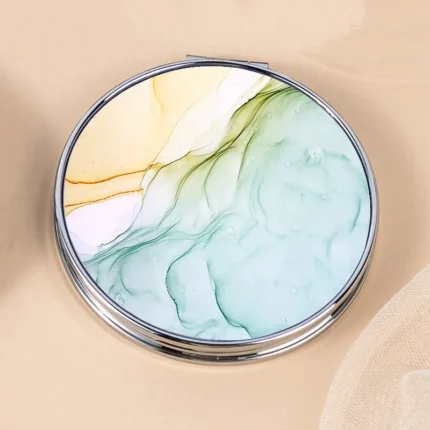 Stripe Pattern Vintage Hand Women Mini Compact Makeup Mirror Portable Green/Purple/Blue Bag Mirror - Image 11
