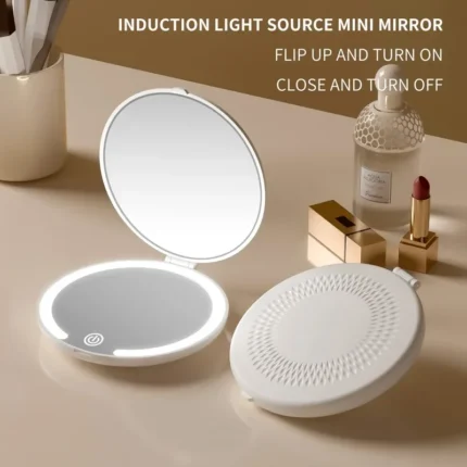 2025 LED Makeup Mirror Portable Folding Flip Mirror Portable Makeup Mirror Charging Travel Mini Mirror - Image 4