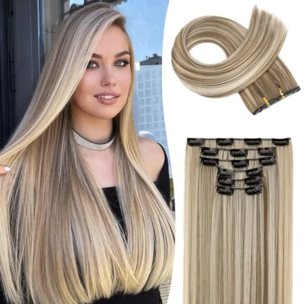 Clip In Hair Extensions Hair Extensions Thick Long Lace Weft Lightweight Synthetic Hairpieces For Women - Image 9