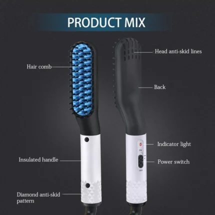 Electric Beard Comb  Straight Hair Brush Men's Styling Straightener Comb 2 In 1 Hair Straightening And Curling Iron - Image 6