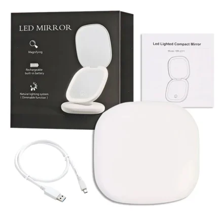 LED Travel Makeup Mirror 3.5inch Lighted Compact Mirror with 1X/5X Magnifying 2 Sided 1 Colors Portable for Handbag Purse Gift - Image 6