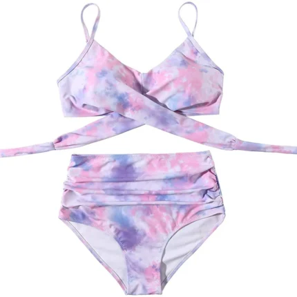 Fashion Women's Summer Sexy Tie-Dye Split Two-Piece  Bikini Swimsuit - Image 5