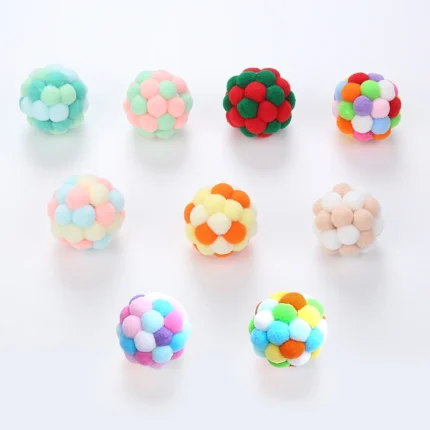 Cat toys Colorful handmade bell ball Elastic ball interactive chase pet supplies - Image 4