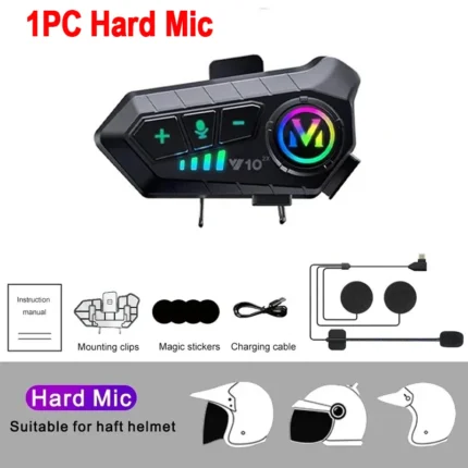 1/2Pcs Bluetooth Motorcycle Helmet Intercom Wireless Interphone Intercomunicador 2000Mah Moto Walkie Talkie Y10 2x - Image 7