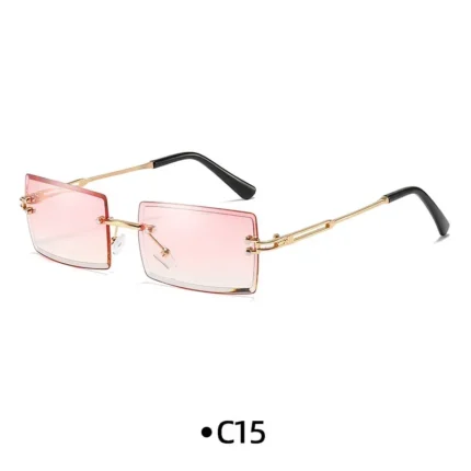 Fashion Rimless Rectangle Sunglasses Women Men Alloy Trendy Brand Small Square Sun Glasses Gradient Black Lens Shades UV400 - Image 12